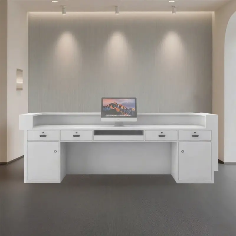 Curved Lacquer Reception Desk - Boutique & Training Center Counter