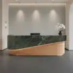 Curved Lacquer Reception Desk - Boutique & Training Center Counter