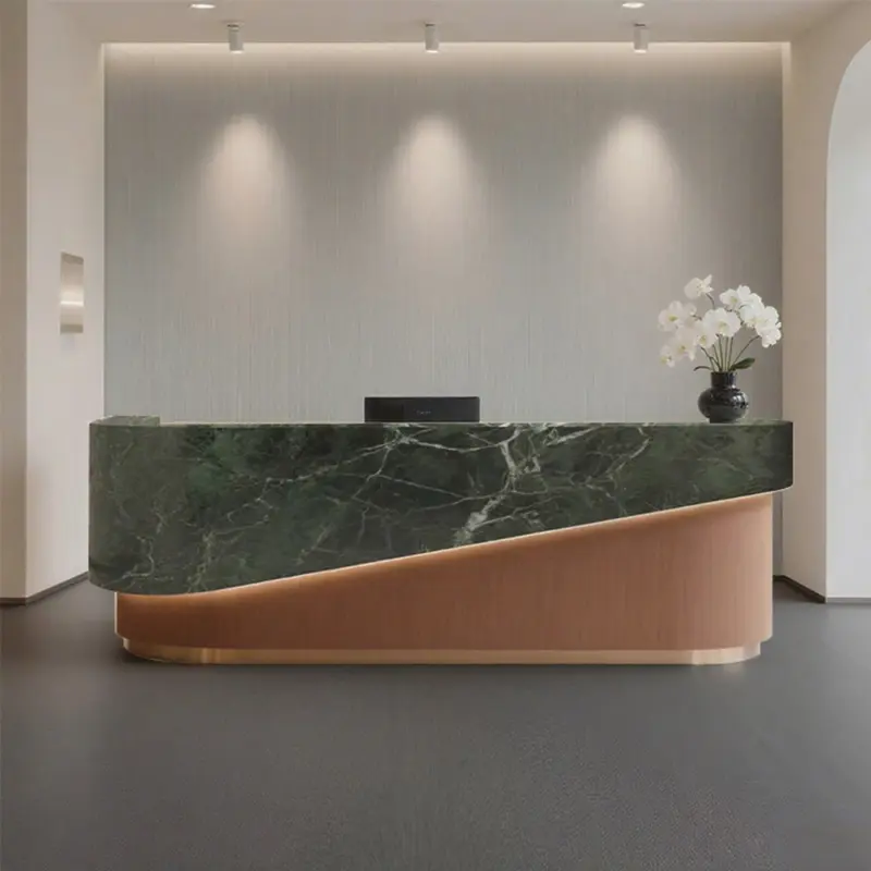 Curved Lacquer Reception Desk - Boutique & Training Center Counter