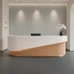 Curved Lacquer Reception Desk - Boutique & Training Center Counter