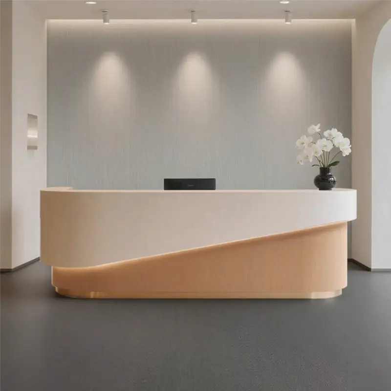 Curved Lacquer Reception Desk - Boutique & Training Center Counter