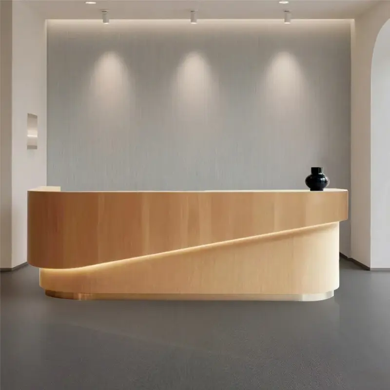 Curved Lacquer Reception Desk - Boutique & Training Center Counter