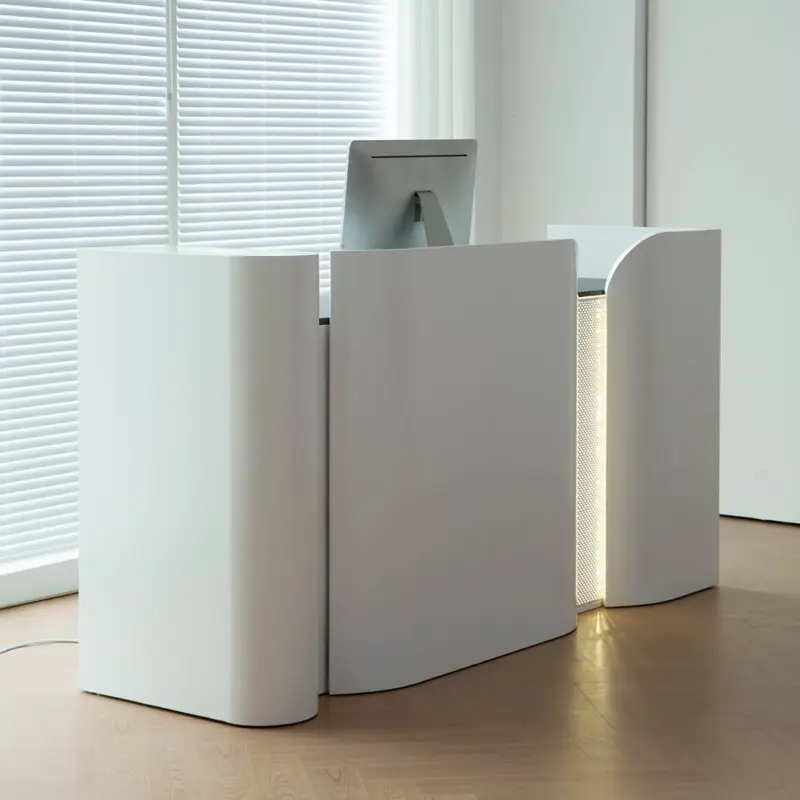 Premium White Lacquer Reception Desk for Hotel Lobby