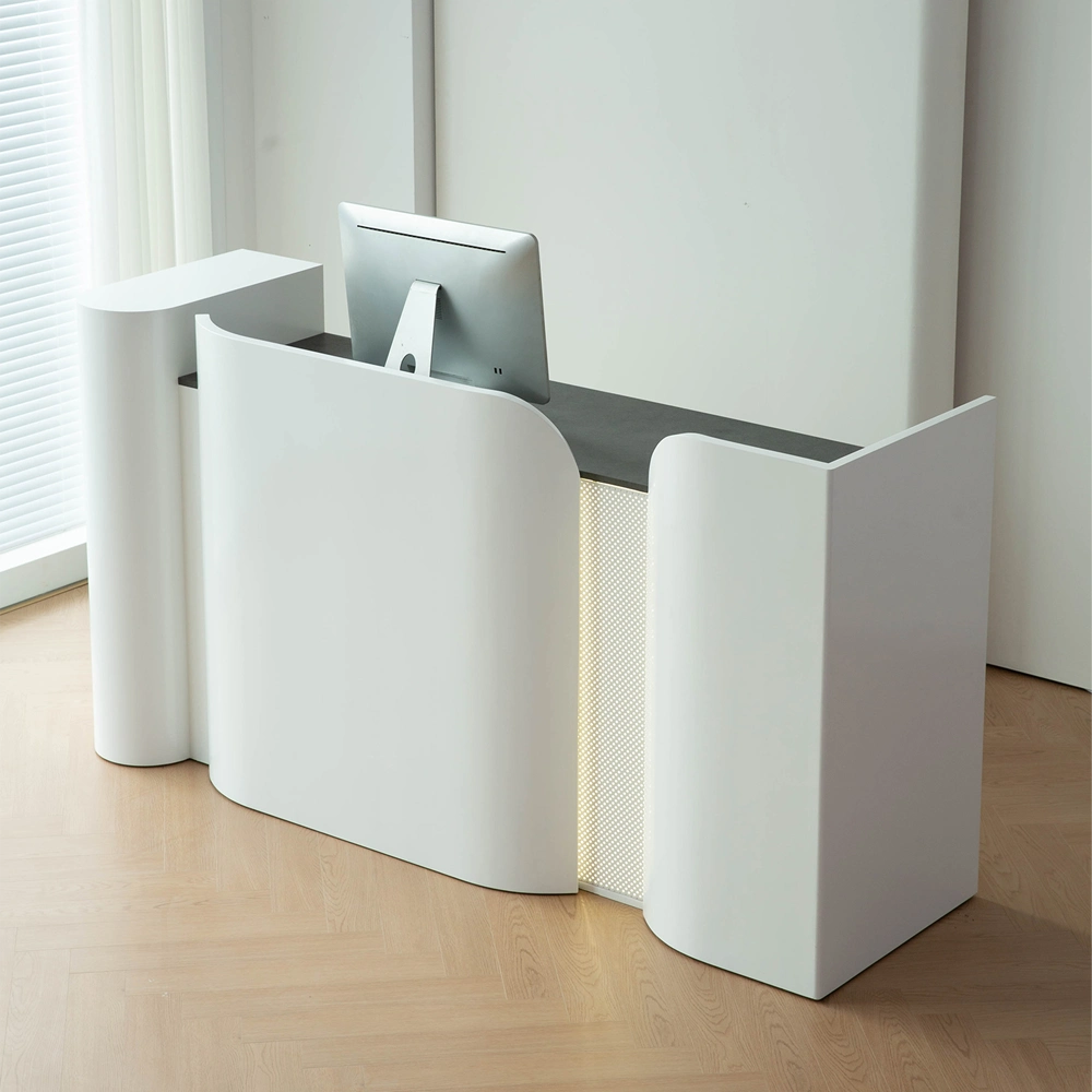 Premium White Lacquer Reception Desk for Hotel Lobby