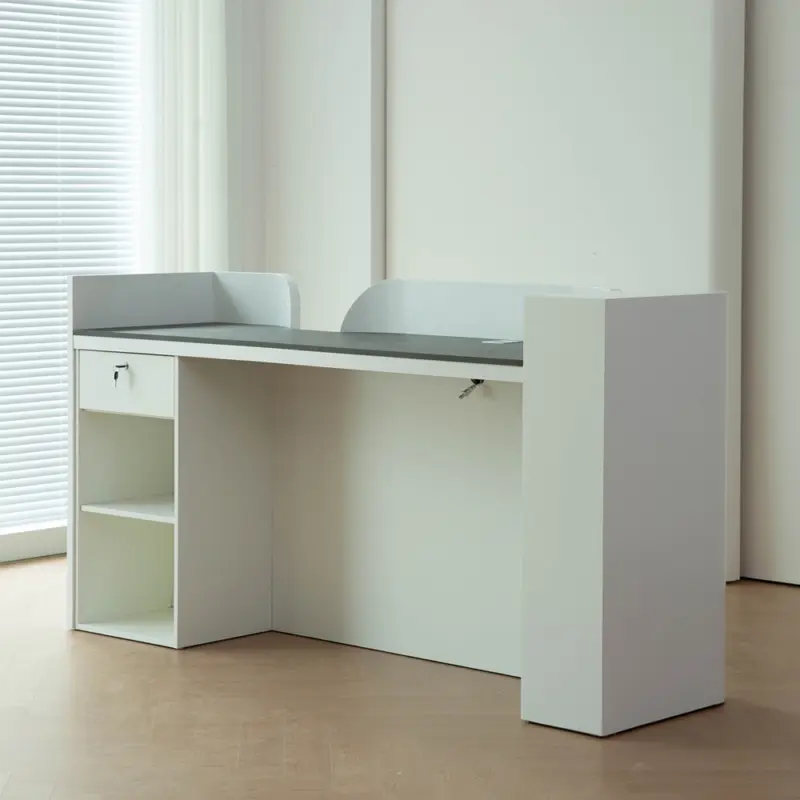 Premium White Lacquer Reception Desk for Hotel Lobby