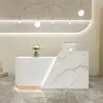 Modern Office Reception Desk In Premium White Lacquer