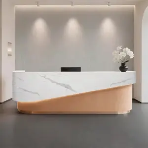 Curved Lacquer Reception Desk - Boutique & Training Center Counter