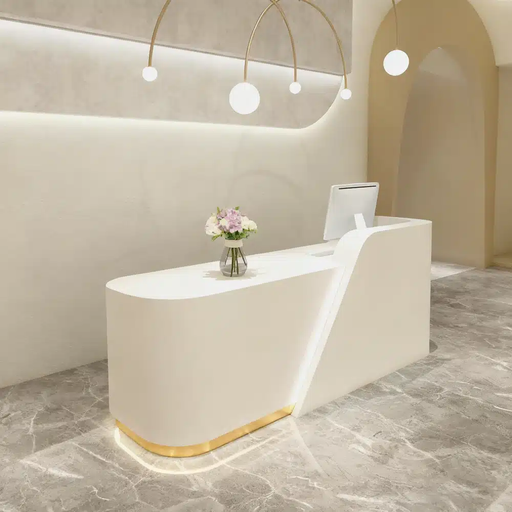 Modern Office Reception Desk in Premium White Lacquer Modern Office Reception Desk in Premium White Lacquer