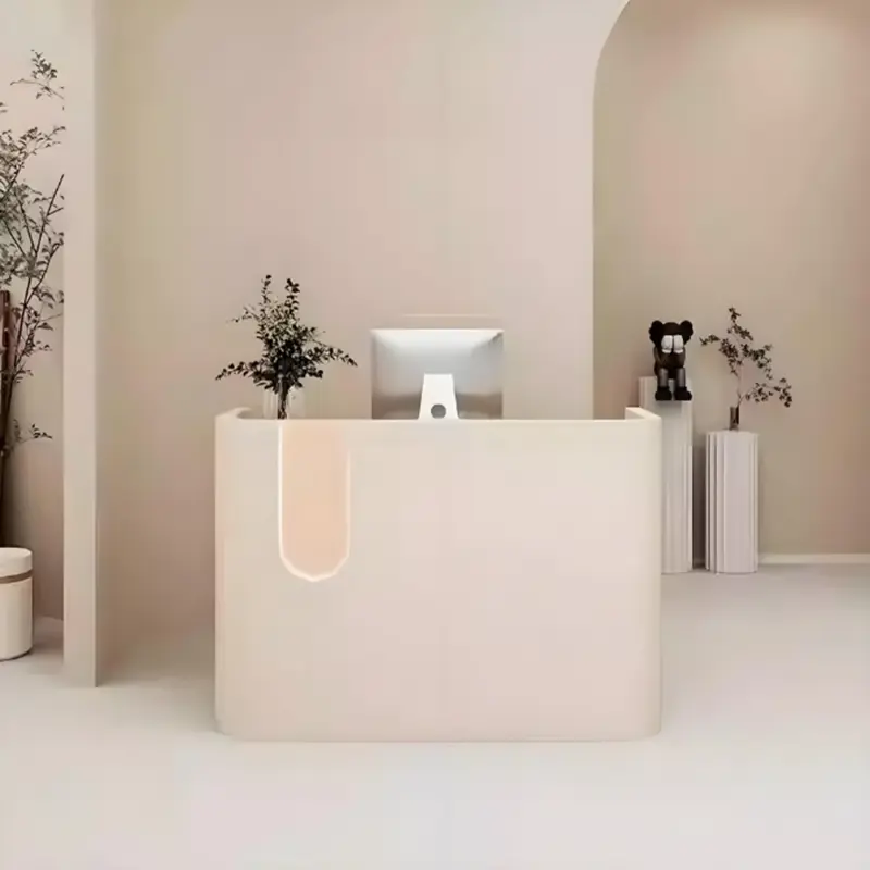 Front Desk Reception Counter for Cashier, Milk Tea & Nail Salons - Customizable Designs