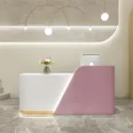 Modern Office Reception Desk In Premium White Lacquer
