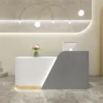 Modern Office Reception Desk In Premium White Lacquer