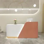 Modern Office Reception Desk In Premium White Lacquer