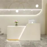 Modern Office Reception Desk In Premium White Lacquer