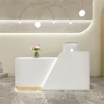 Modern Office Reception Desk In Premium White Lacquer