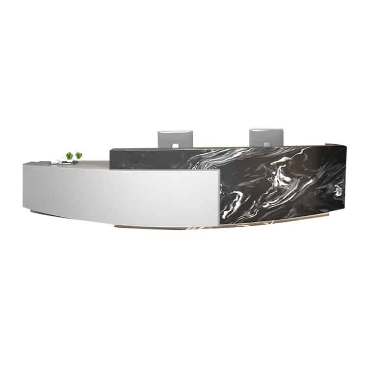 Company Reception Desk Imitation Marble Round Arc Bar