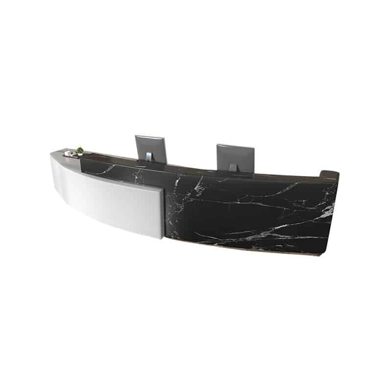 Company Reception Desk Imitation Marble Round Arc Bar