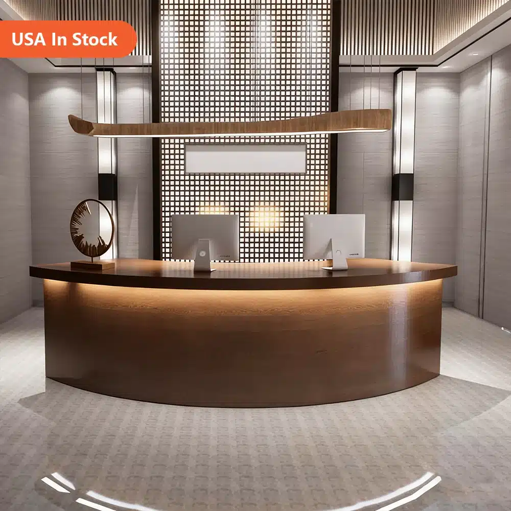 Reception Desk with Solid Wood Grain - Maoters