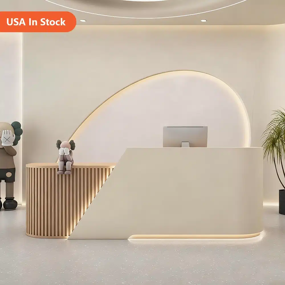 Curved Reception Desk -  Salon & Training Center Counter