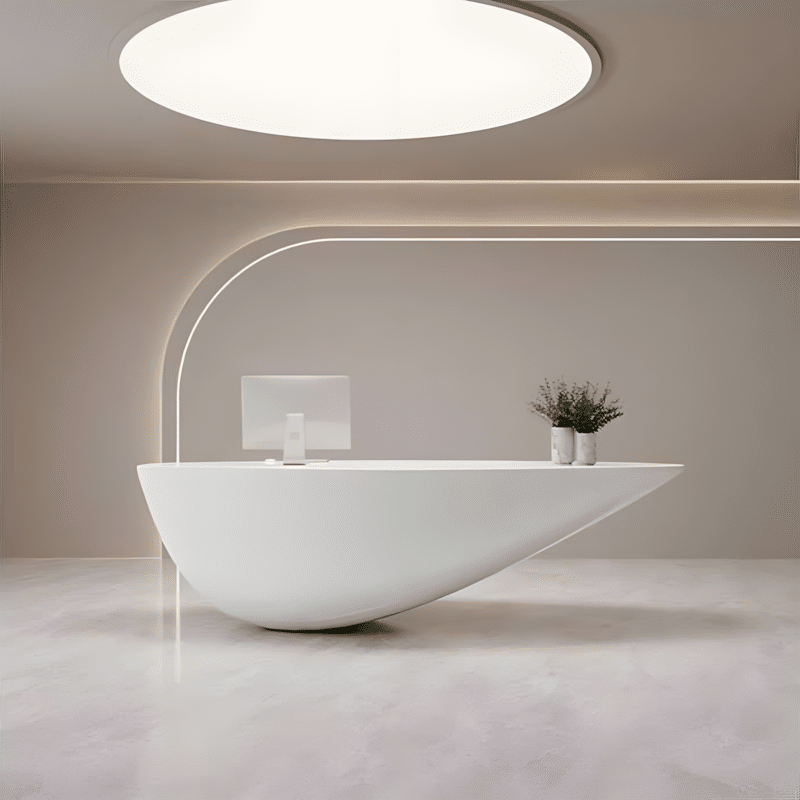 Curved Fiberglass Counter - Modern Reception Desk
