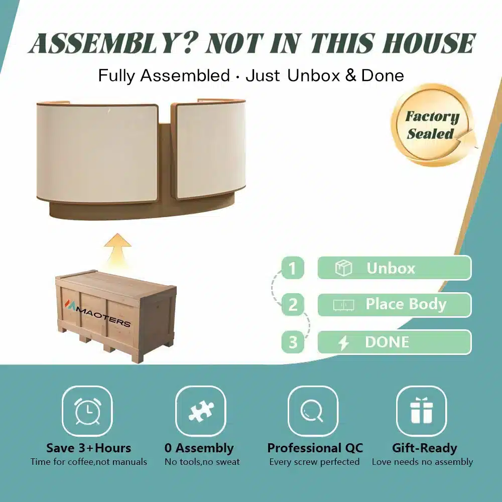 Curved Salon Reception Desk - Beauty & Boutique Counter