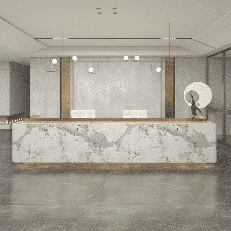 Elegant Marble Slab Counter for Beauty Salon & Bar