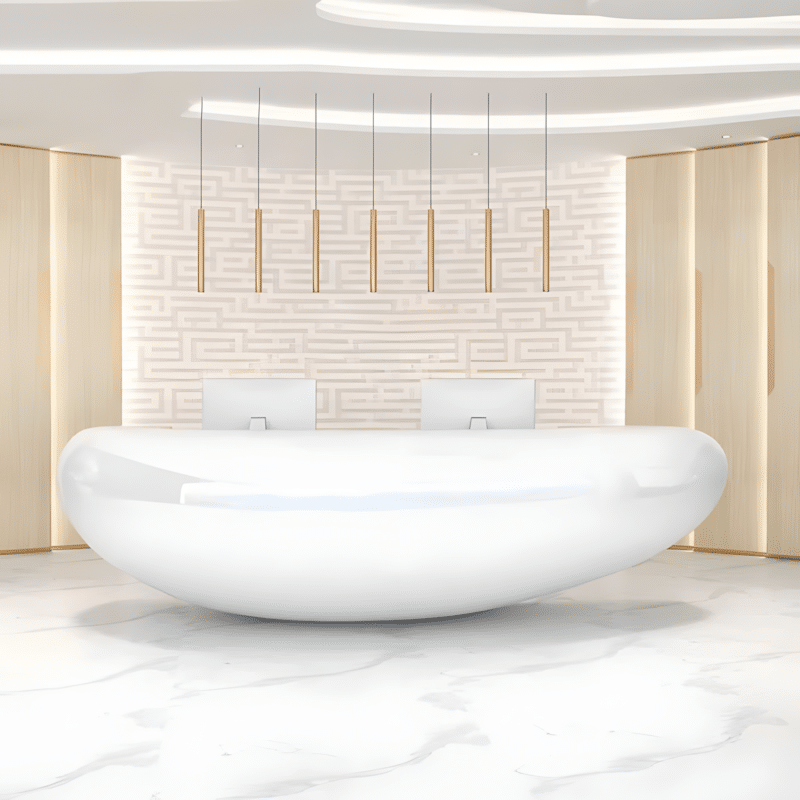 Fiberglass Reception Desk - Custom Shaped Counter for Clinic & Office