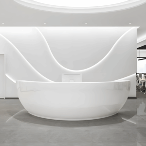Modern Fiberglass Reception Desk - Curved Counter for Office