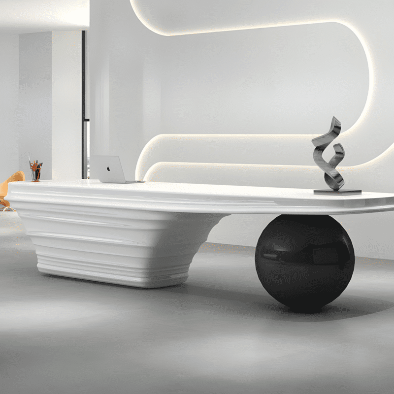 Modern Lacquer Reception Desk - Sales Center & Hotel Front Counter