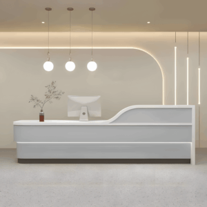 Modern Minimalist Hotel Front Desk - Maoters - L142" x W24" x H39", Gray