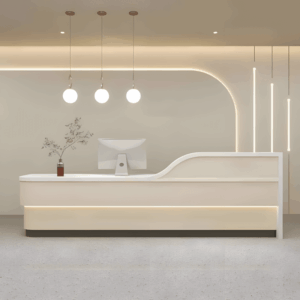 Modern Minimalist Hotel Front Desk - Maoters - L150" x W24" x H39", Beige
