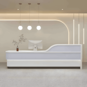 Modern Minimalist Hotel Front Desk - Maoters - L59" x W24" x H39", Light blue + White