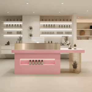 Modern Stylish Reception Cashier Counter - L126" x W24" x H39", Pink