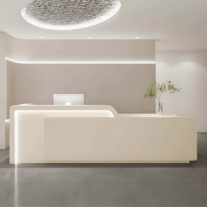 Simple Corporate Reception Desk - Maoters - L63"xW24"xH39", Fish belly white