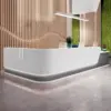 Lacquer Office Reception Desk - Curved Counter for Lobby & Consultation