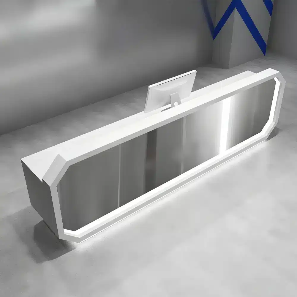 Sleek Stainless Steel Reception Desk - Enhance Your Space