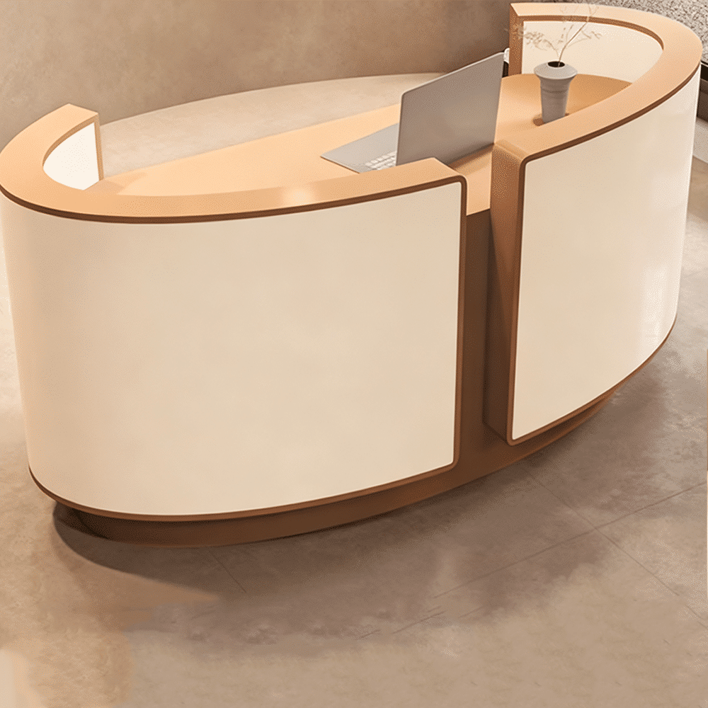 Curved Salon Reception Desk - Beauty & Boutique Counter