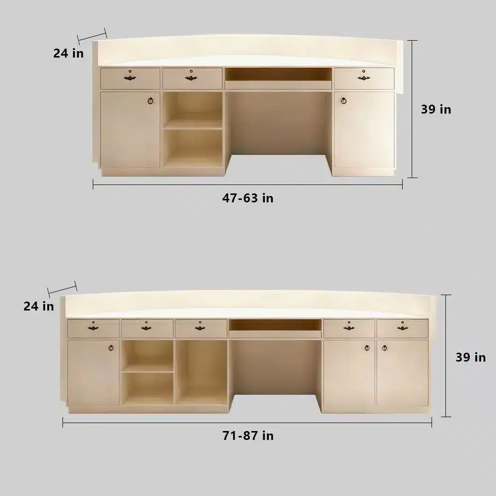 Minimalist Lacquer Reception Desk - Curved Salon & Boutique Counter Minimalist Lacquer Reception Desk - Curved Salon & Boutique Counter