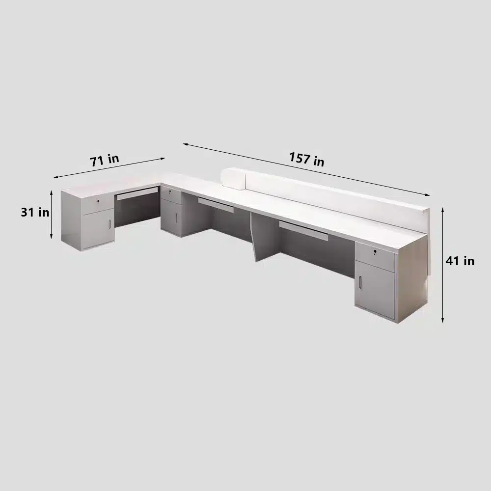 Lacquer Office Reception Desk - Curved Counter for Lobby & Consultation