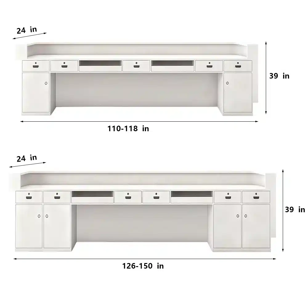 Curved Lacquer Reception Desk - Boutique & Training Center Counter