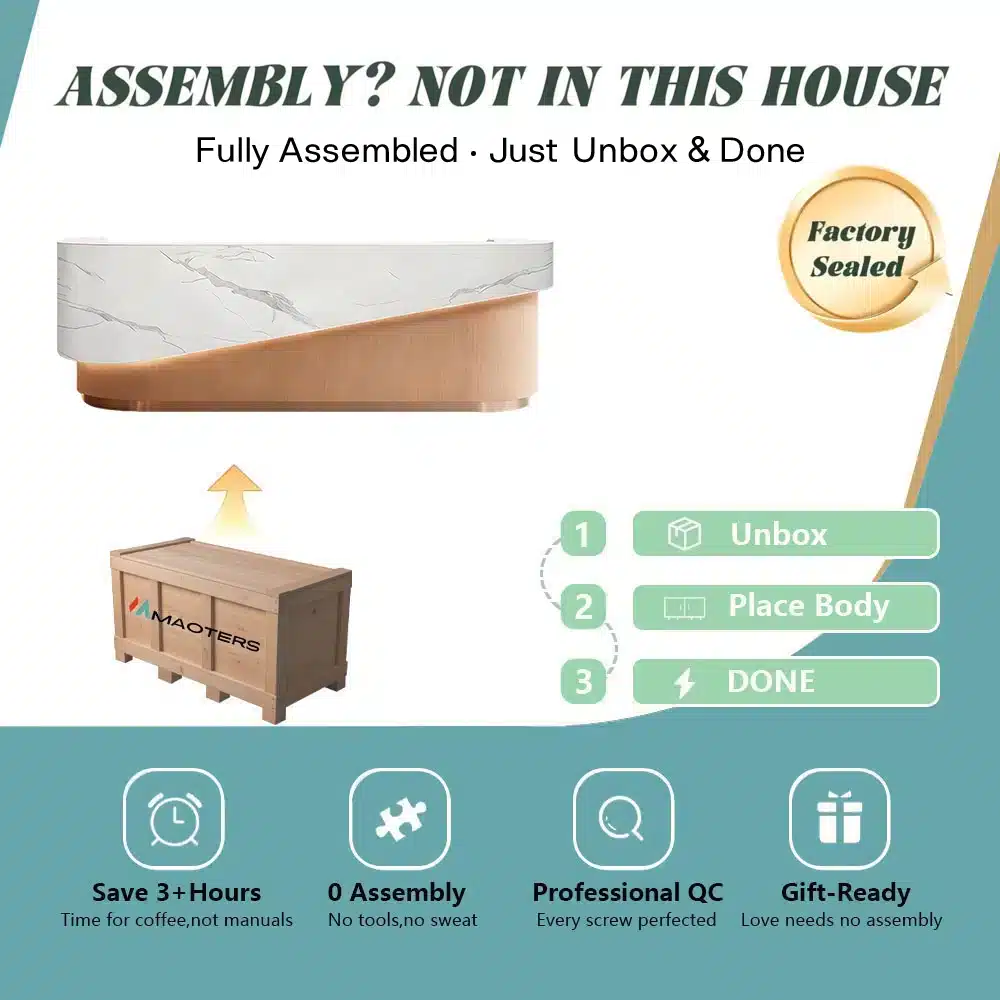 Curved Lacquer Reception Desk - Boutique & Training Center Counter