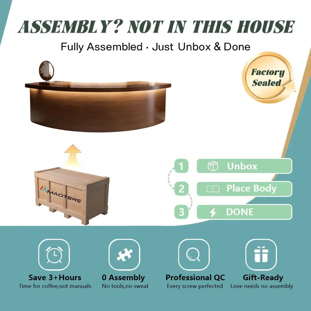 Reception Desk with Solid Wood Grain - Maoters