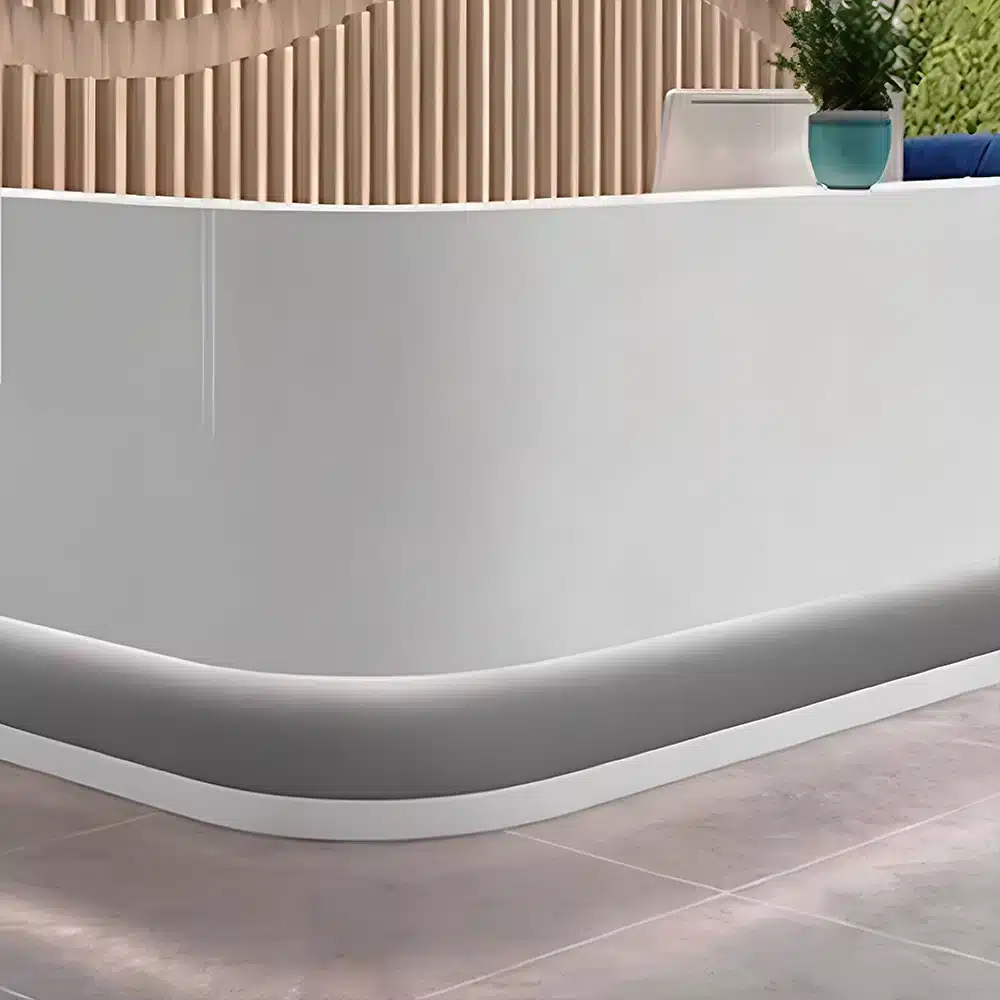 Lacquer Office Reception Desk - Curved Counter for Lobby & Consultation