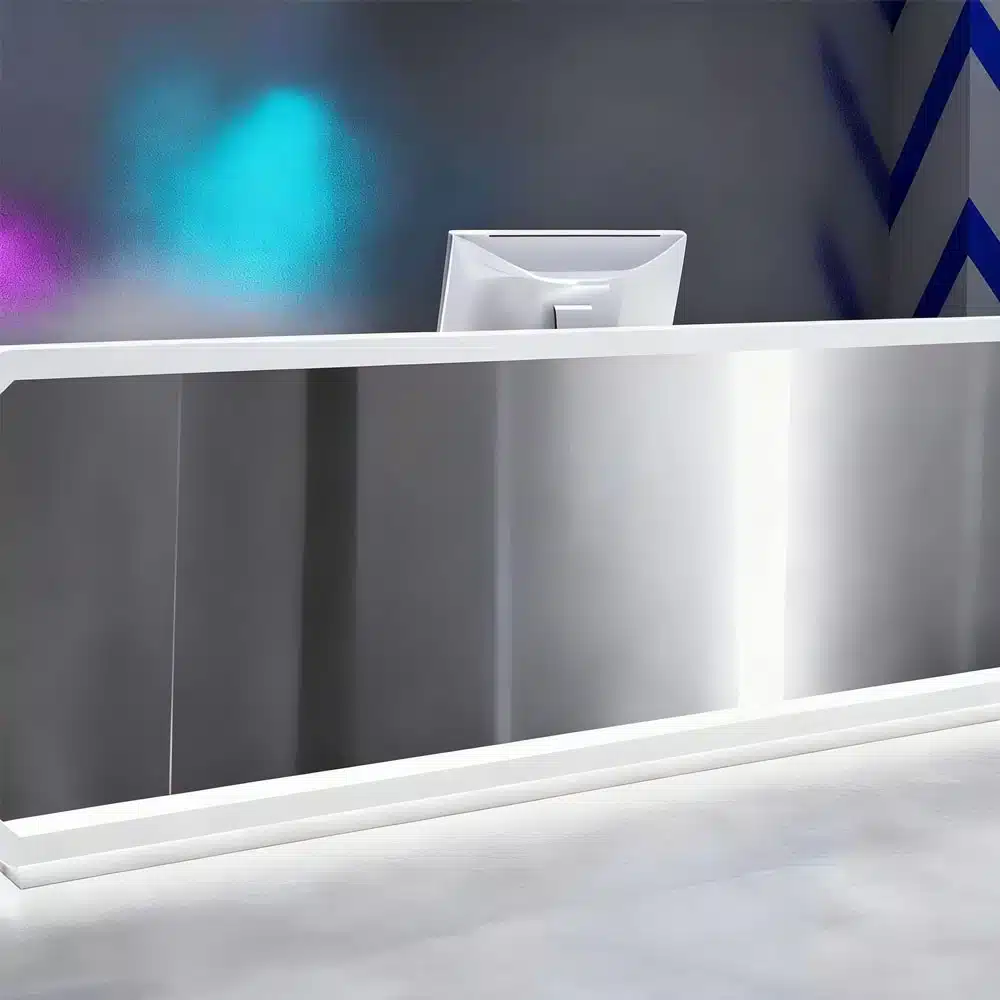 Sleek Stainless Steel Reception Desk - Enhance Your Space