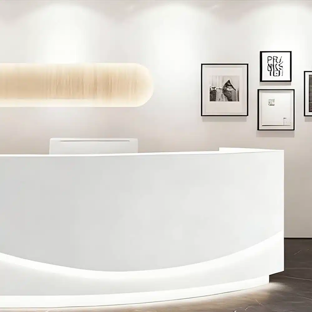 Curved Dental Reception Desk - Lacquer Clinic & Office Counter