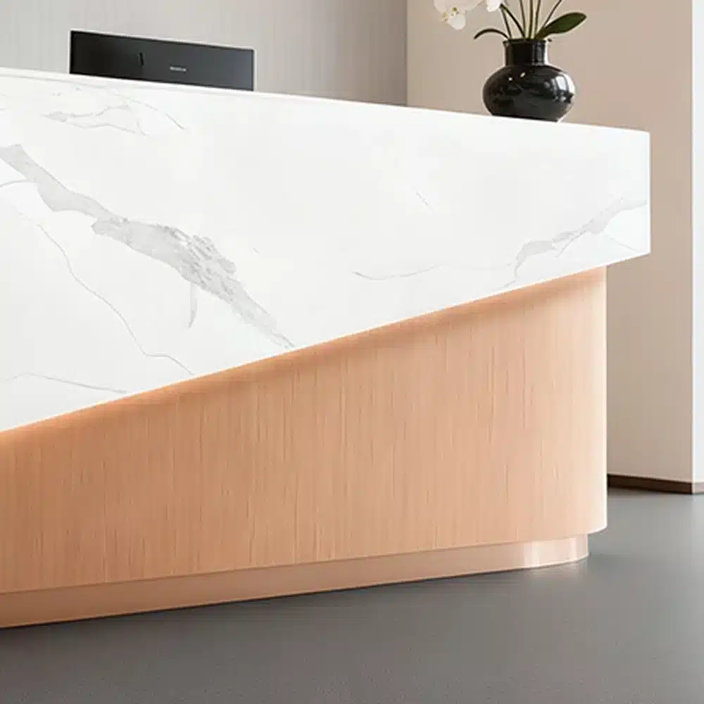 Curved Lacquer Reception Desk - Boutique & Training Center Counter