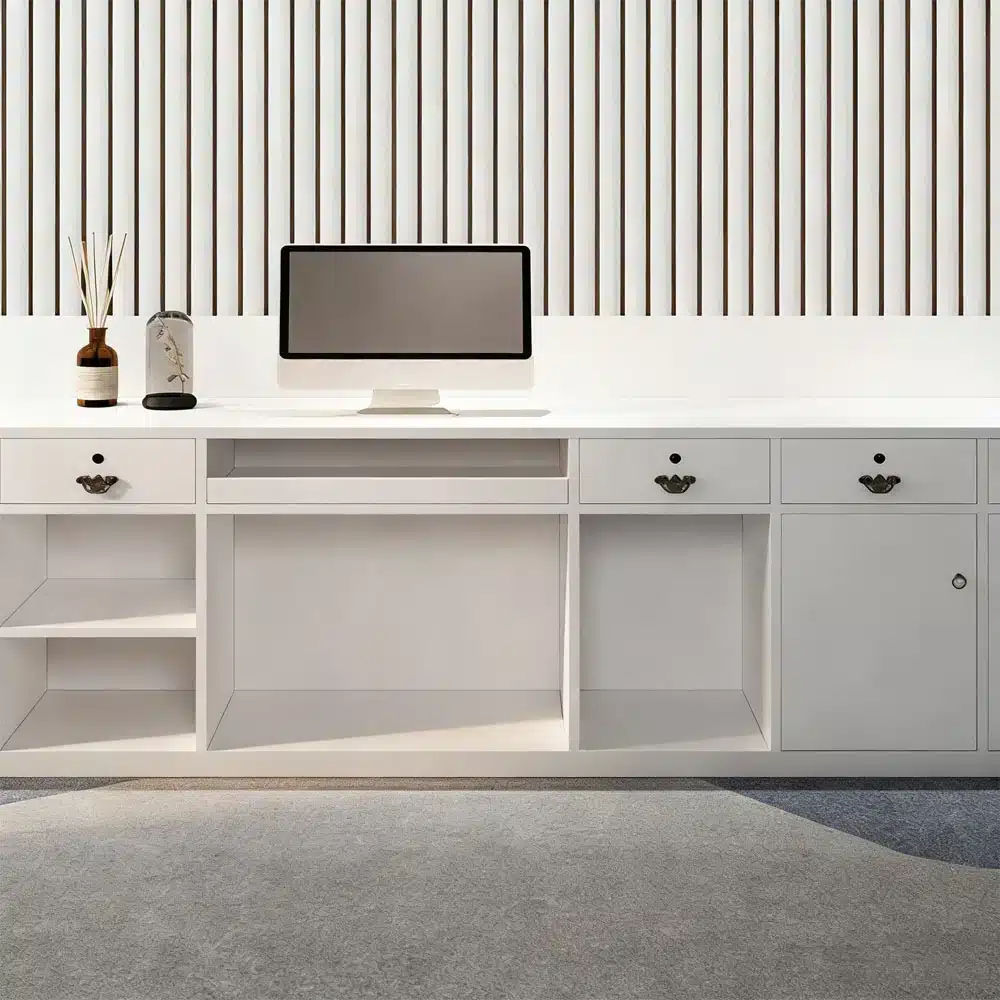 Sleek Stainless Steel Reception Desk - Enhance Your Space