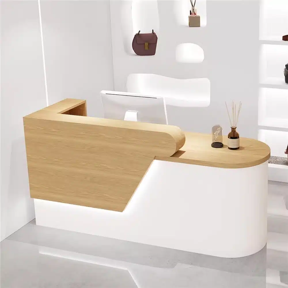 Minimalist Wood Reception Desk for Boutique & Salo