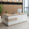 Modern Minimalist Reception Desk - White & Maple