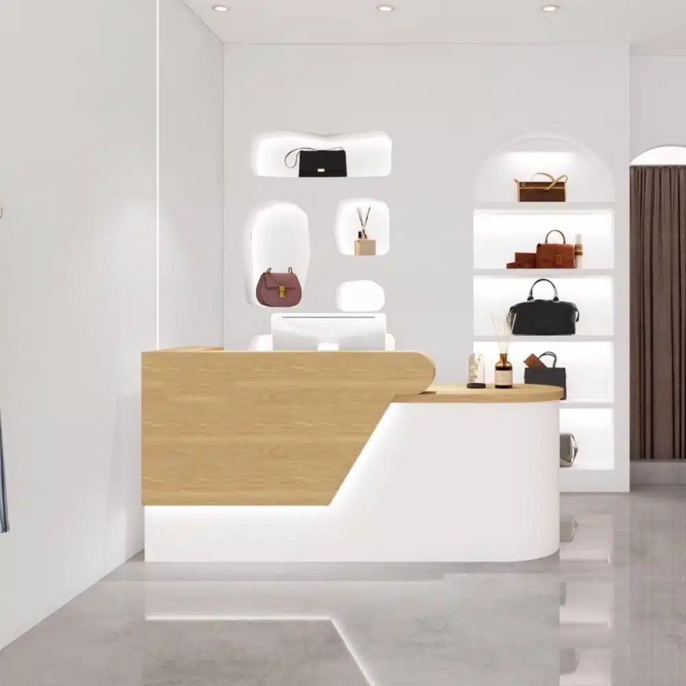 Minimalist Wood Reception Desk for Boutique & Salo Minimalist Wood Reception Desk for Boutique & Salo