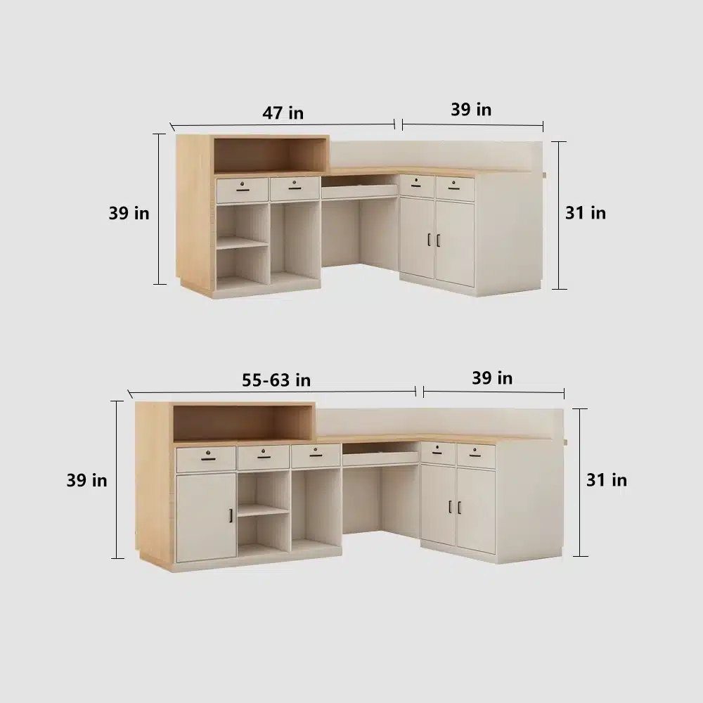 Modern Cream Color Reception Desk - For Boutique, School & Salon